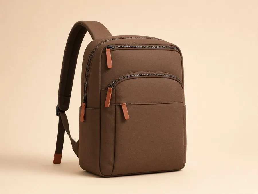 Brown everyday backpack with padded straps
