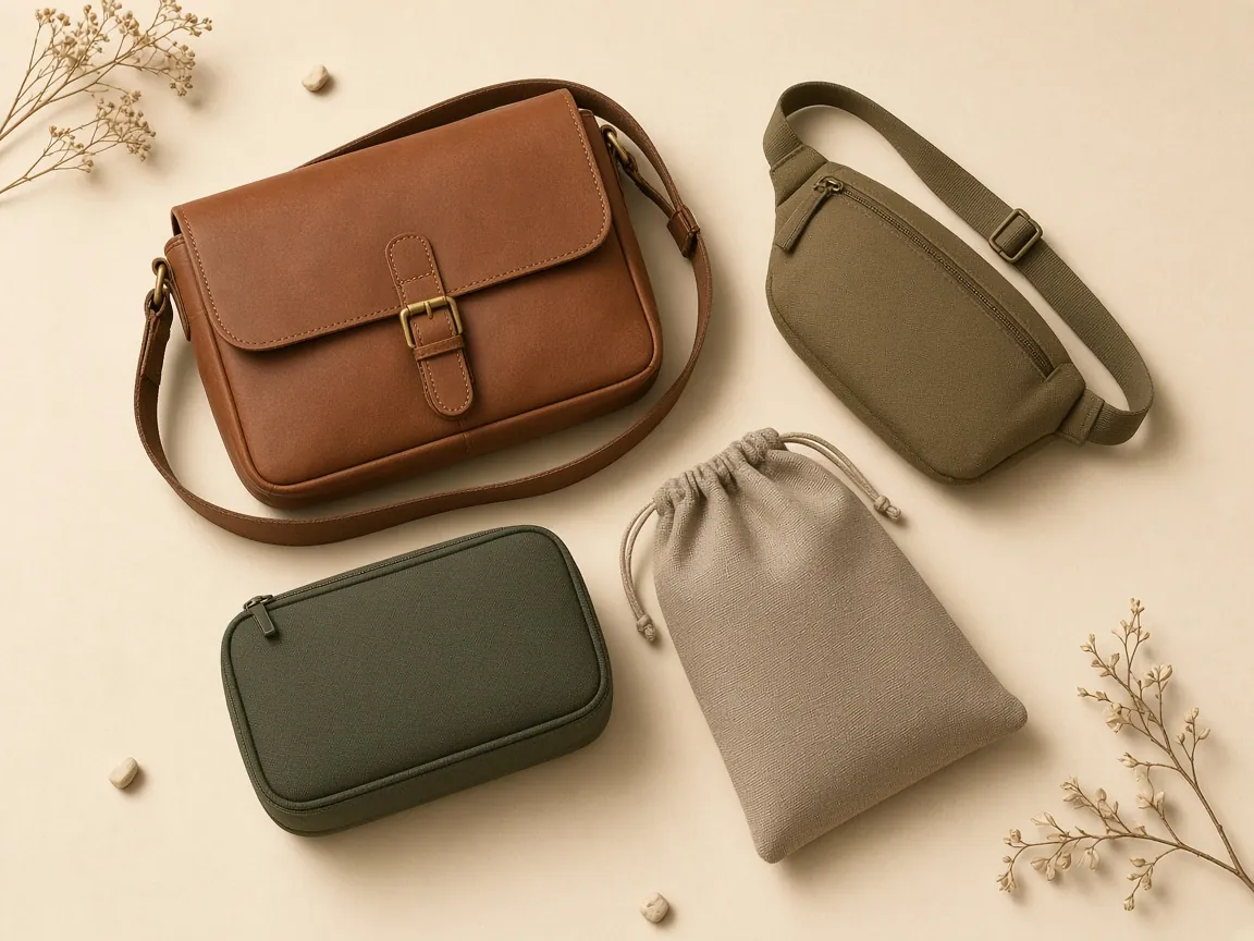 Messenger bag, waist pouch, kit and drawstring bag from a carrier bags manufacturer