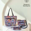 Combo bag set of 3 in multicolour mosaic diamond print, made by Sangeeta Enterprise, Nagpur