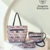 Combo bag set of 3 in pink and cream floral motif print, made by Sangeeta Enterprise, Nagpur