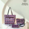 Combo bag set of 3 in purple and pink floral print, made by Sangeeta Enterprise, Nagpur