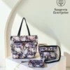 Combo bag set of 3 in navy floral print, made by Sangeeta Enterprise, Nagpur