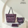 Combo bag set of 3 in purple and maroon ethnic motif print, made by Sangeeta Enterprise, Nagpur