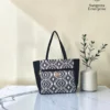 Everyday tote bag – black and white ikat print Everyday tote bag in black and white ikat print, made by Sangeeta Enterprise, Nagpur