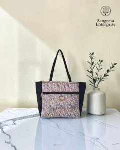 Everyday tote bag in mauve small floral print, made by Sangeeta Enterprise, Nagpur