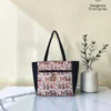 Everyday tote bag – cream and red folk motif print Everyday tote bag in cream and red folk motif print, made by Sangeeta Enterprise, Nagpur