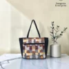 Everyday tote bag – brown and cream patchwork print Everyday tote bag in brown and cream patchwork print, made by Sangeeta Enterprise, Nagpur