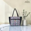 Everyday tote bag – grey and pink chevron print Everyday tote bag in grey and pink chevron print, made by Sangeeta Enterprise, Nagpur