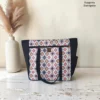 Jumbo tote bag – cream and blue diamond print Jumbo tote bag in cream and blue diamond print, made by Sangeeta Enterprise, Nagpur