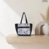 Kitty handy bag in grey and white paisley print, made by Sangeeta Enterprise, Nagpur