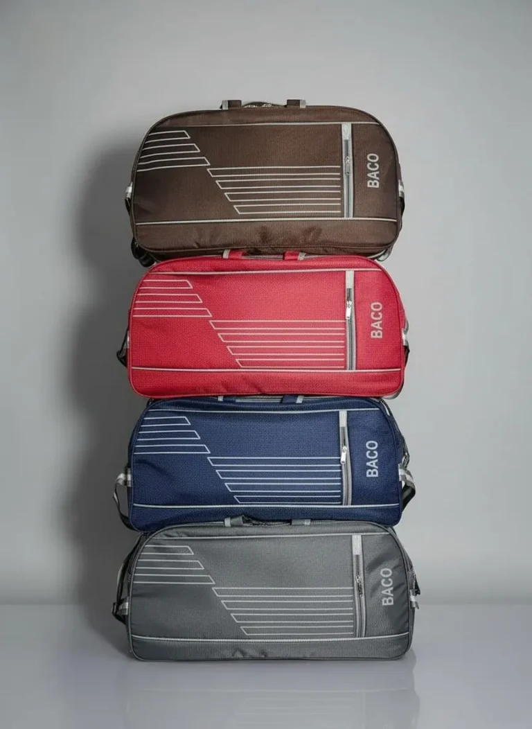 Stacked soft trolley bags in four colours